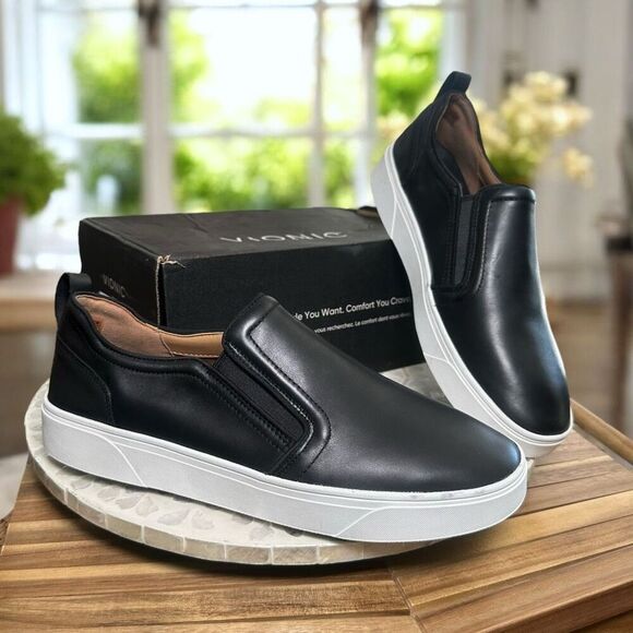 Vionic Kimmie Leather Arch Support Orthotic Slip-On Sneakers Comfort Shoes Women - Picture 2 of 10